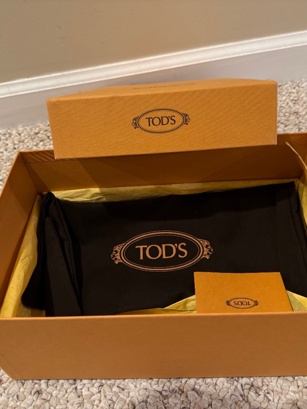 Tod’s Shoe Box Dust Bag Care Card Tissue Paper